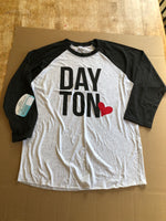 Dayton Heart Love 3/4 Sleeve Womens Baseball Tee