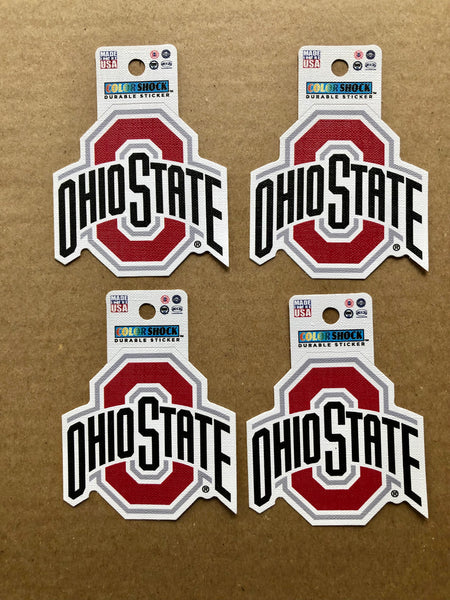 Ohio State Buckeyes Athletic O Logo Color Shock Durable Decal Sticker Lot of 4