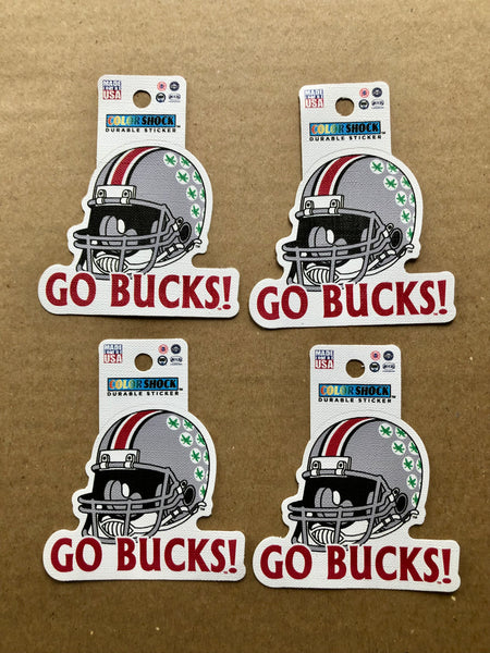 Ohio State Buckeyes Helmet Go Bucks Color Shock Durable Decal Sticker Lot of 4