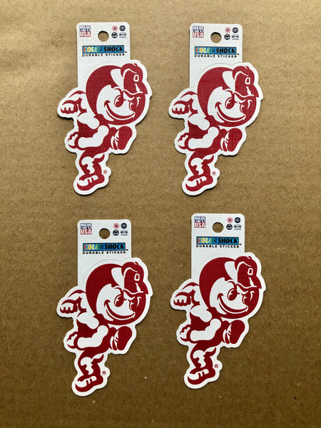 Ohio State Buckeyes Running Brutus Color Shock Durable Decal Sticker Lot of 4