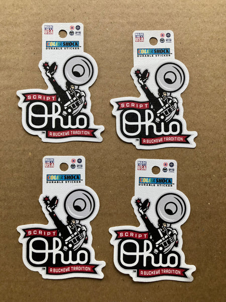 Ohio State Buckeyes Script Ohio Band Color Shock Durable Decal Sticker Lot of 4
