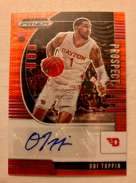 2020-21 Panini Prizm Obi Toppin Autographed Orange Prizm Auto # PA-OT Rookie Card RC #43/49