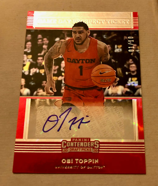 2020 Panini Contenders Draft Picks Obi Toppin Game Day Prospect Ticket Autographed Rookie Card RC #GP-OT #1/10