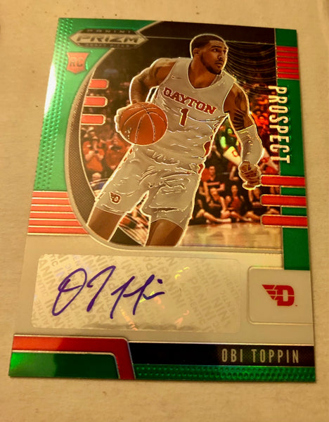 2020-21 Panini Prizm Obi Toppin Autographed Green Prizm Auto # PA-OT Rookie Card RC