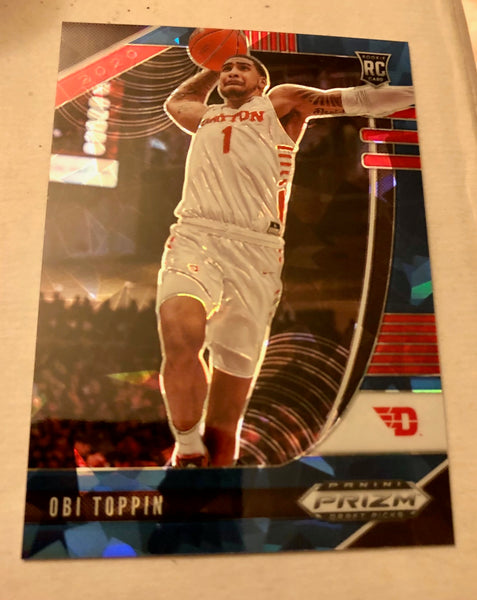 2020-21 Panini Prizm Obi Toppin #7 Blue Cracked Ice Prizm Rookie Card RC #93/99